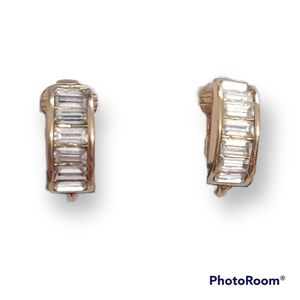 Dior Vintage Clip On Faux Diamond Baguette Earrings